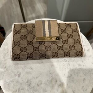 Gucci Beige and Brown Monogram Wallet